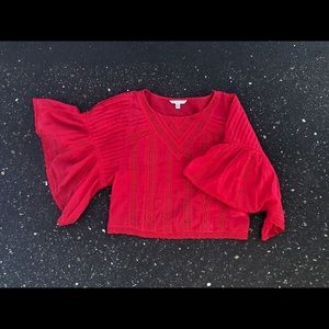 Bell-Sleeved Red Top